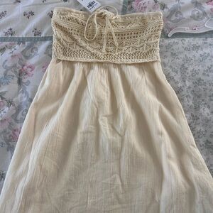 Hollister Cream Strapless Crochet Top Dress